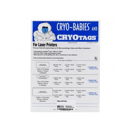 Diversified Biotech Cryo-Tags, Laser, 1.69x0.75", White, 1040/pk, 1040PK 247141